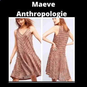Maeve (Anthropologie) sleeveless muted color Chevron dress